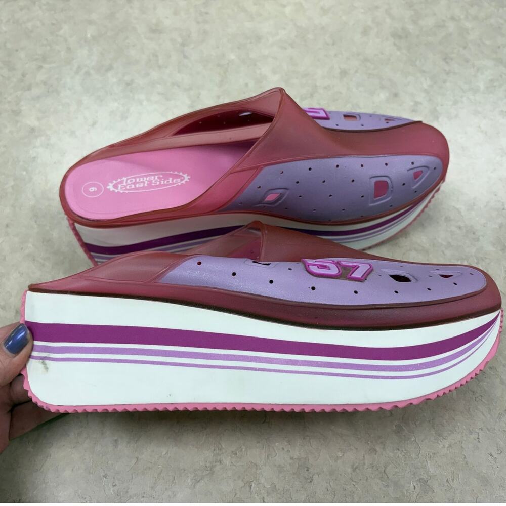 Y2K Lower East Side Platform Jelly Mule Pink & Purple Women's Sz 9
